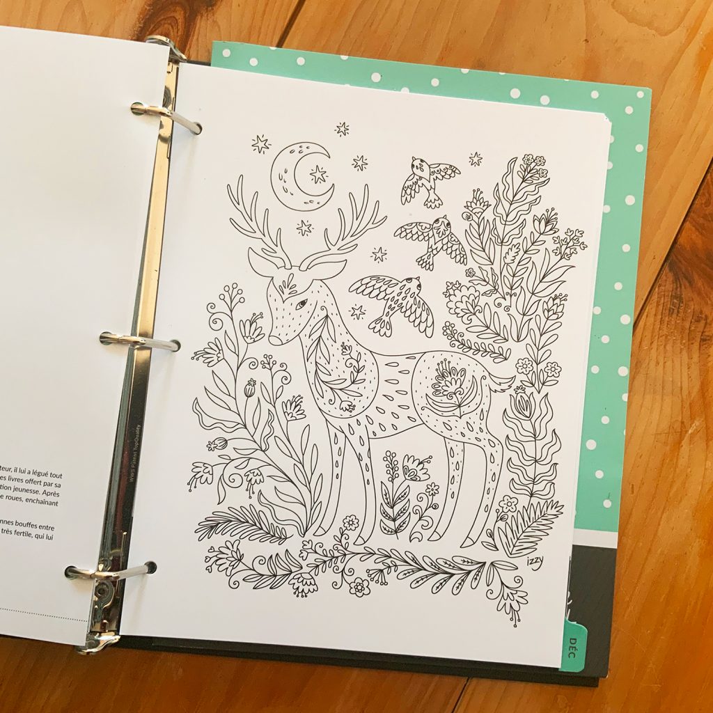 Illustration pour un coloriage par Isabelle Charbonneau pour Chaque Jour Compte planificateur créatif