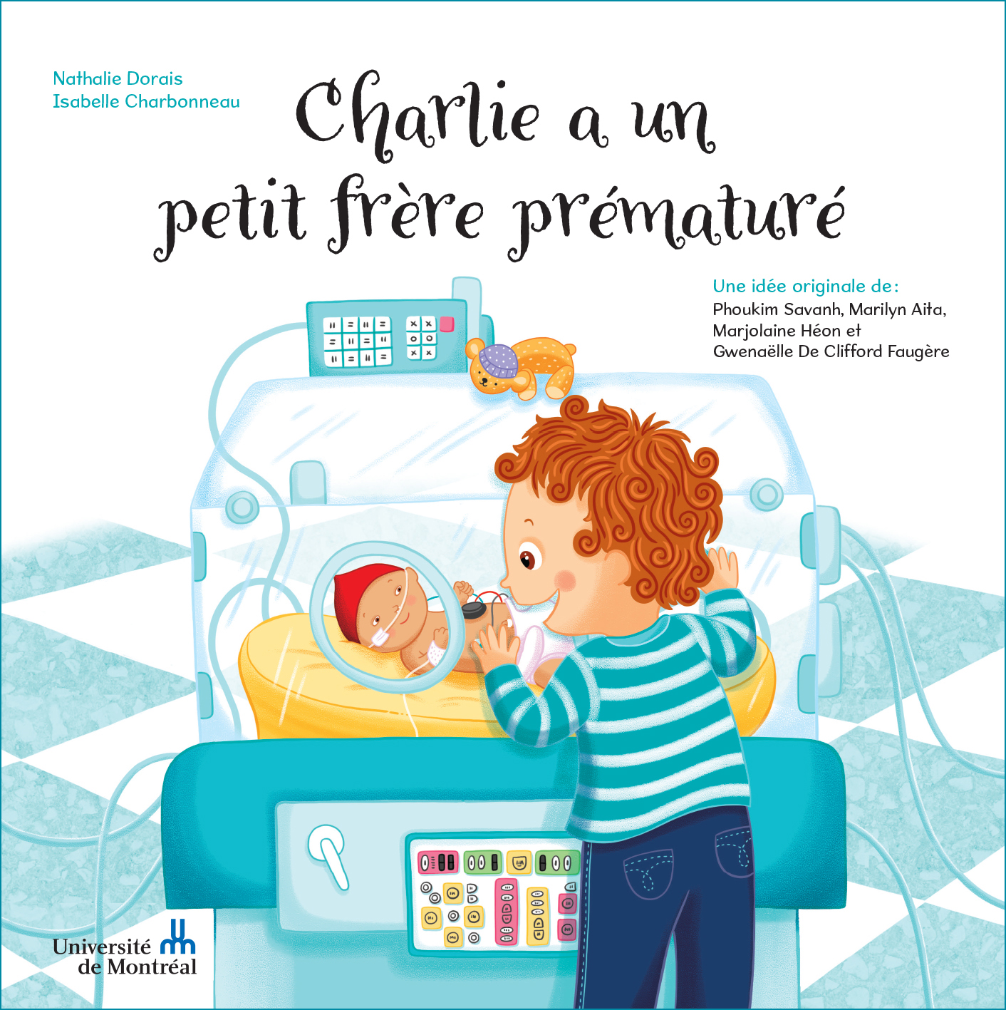 Illustration par Isabelle Charbonneau d'un album pour enfant pour l'Université de Montréal : Charlie a un petit frère prématuré