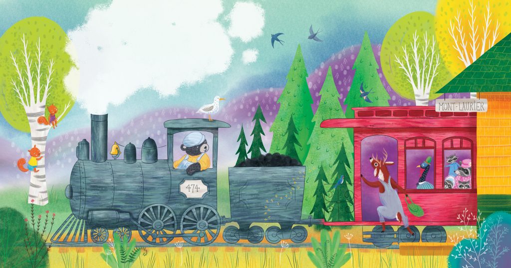Le p'tit train du Nord est un album pour enfant sur l'histoire des Laurentides, sa faune et sa flore, écrit et illustré par Isabelle Charbonneau