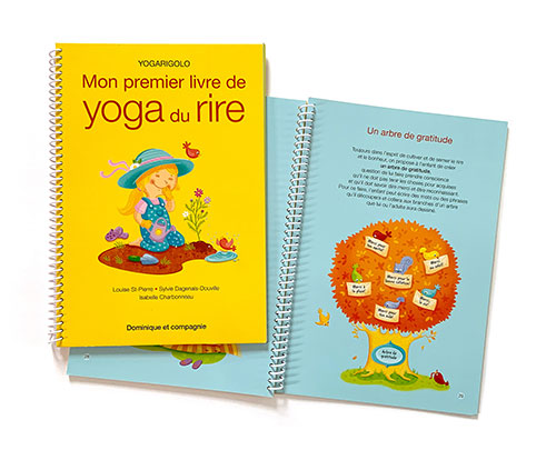 Livre sur le yoga du rire pour enfants, illustré par Isabelle Charbonneau illustratrice et paru chez Dominique et compagnie