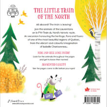 Back cover of the illustrated children's book "The Little Train of the North”, text and illustrations by Isabelle Charbonneau.