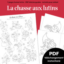 La chasse aux lutins de Noël est un PDF d’activités pour enfants à imprimer qui regroupe des lutins à colorier pour la période de Noël, une conception d’Isabelle Charbonneau.