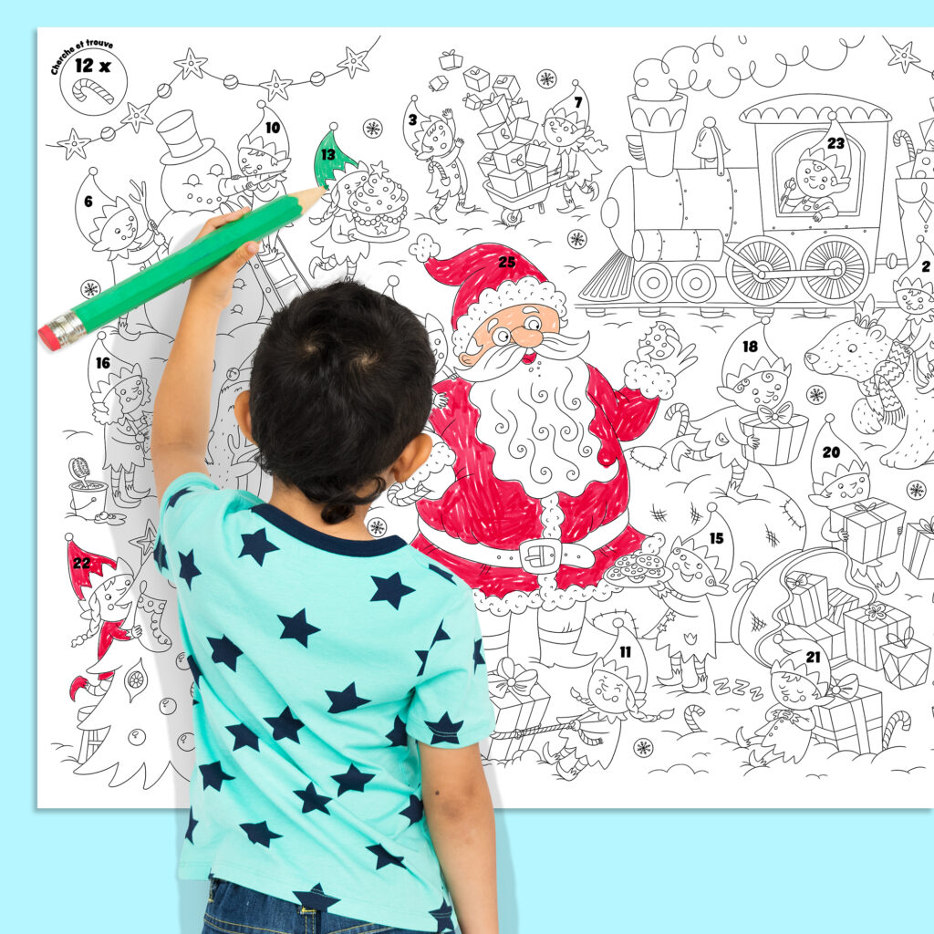 Coloriage géant de Noël calendrier de l'Avent illustré par Isabelle Charbonneau