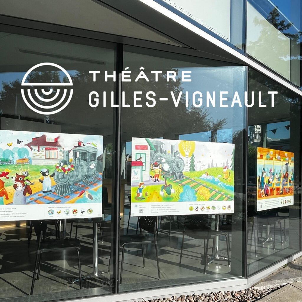 Exposition pour enfants Le p'tit train du Nord par Isabelle Charbonneau présenté au Théâtre Gilles-Vigneault de Saint-Jérôme, Qc