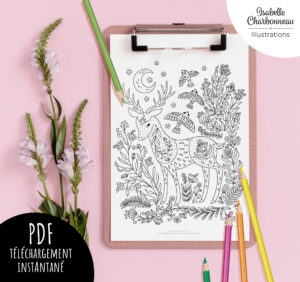 « Nuit de rêves » – Coloriage nature et détente pour femmes, téléchargement instantané, activité créative et relaxante à la maison.