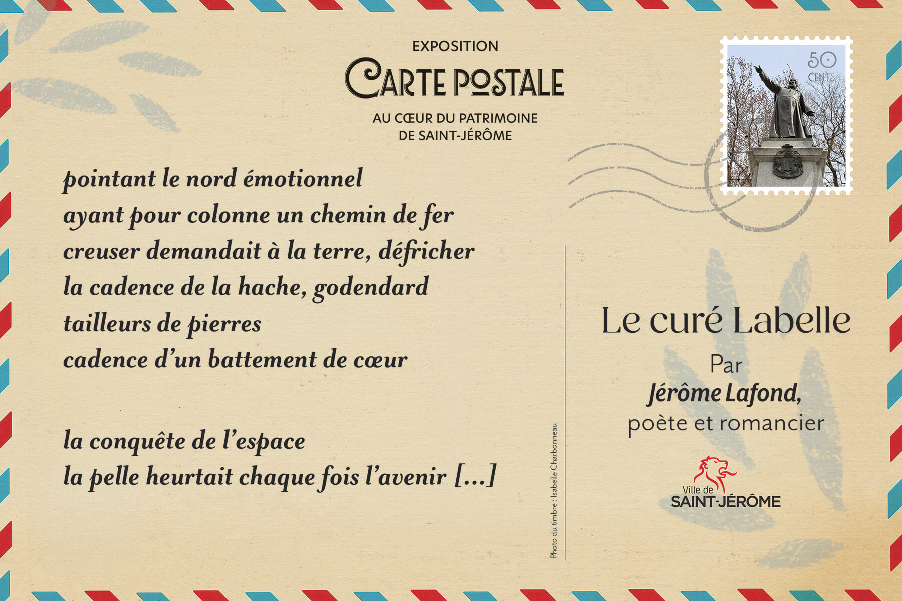 Carte postale illustrée du curé Antoine Labelle, figure marquante de l'histoire des Laurentides.