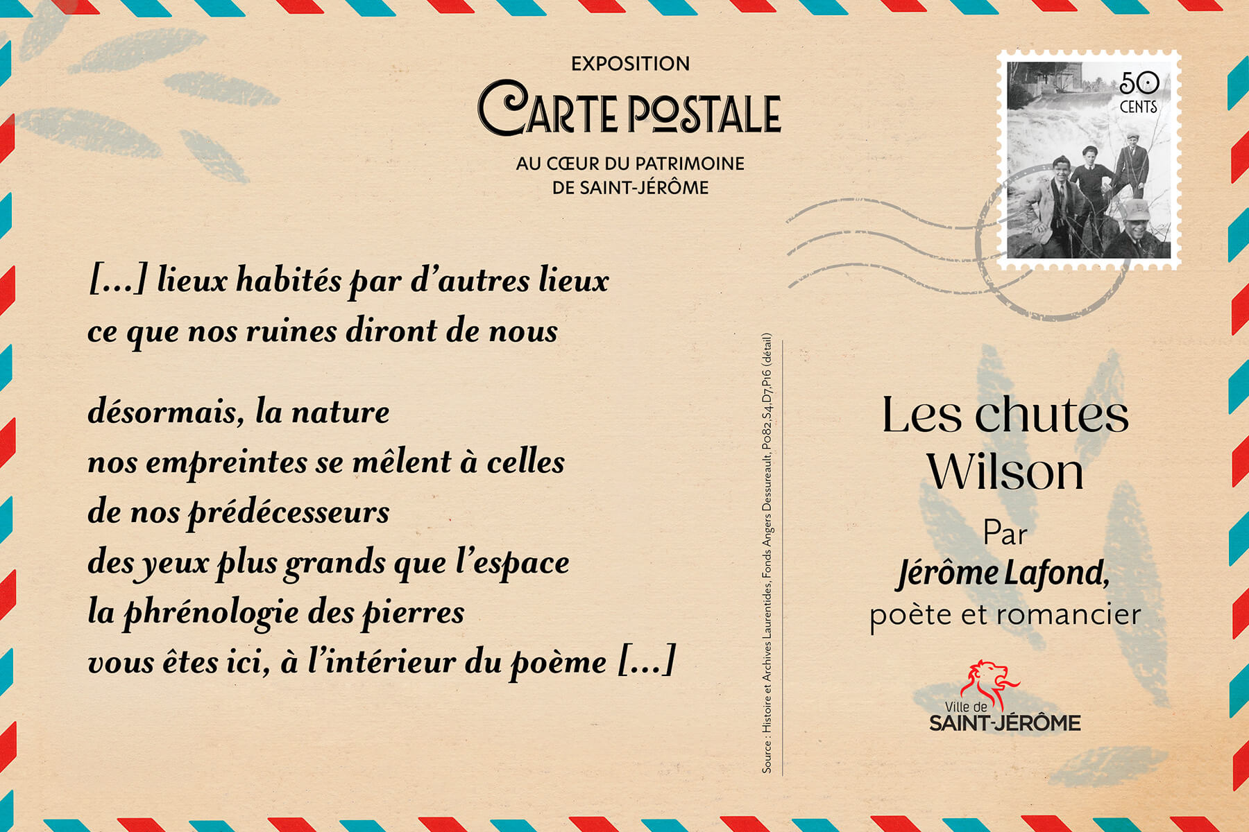 Carte postale illustrée des chutes Wilson et de leur patrimoine industriel.