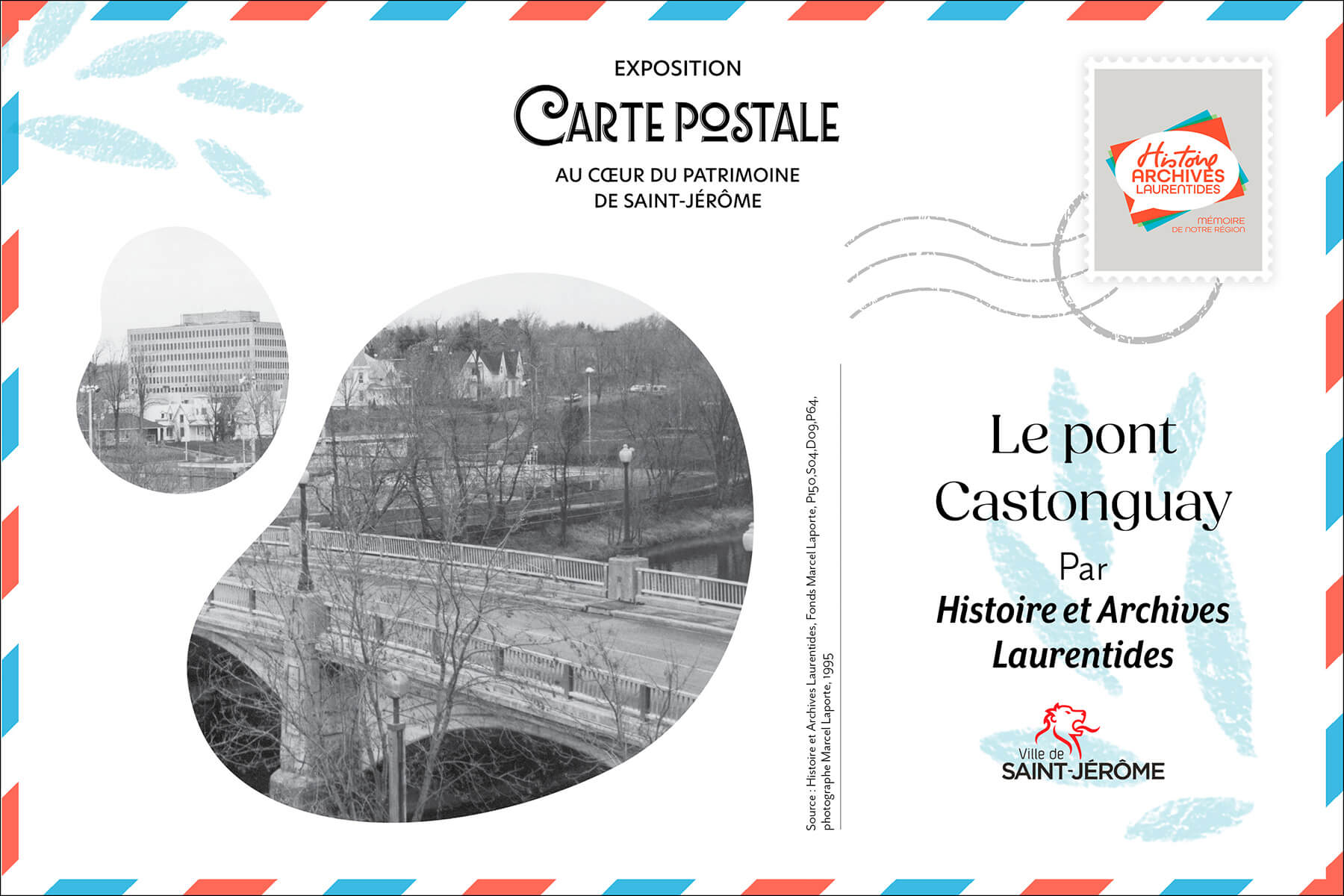 Carte postale illustrée du pont Castonguay à Saint-Jérôme.
